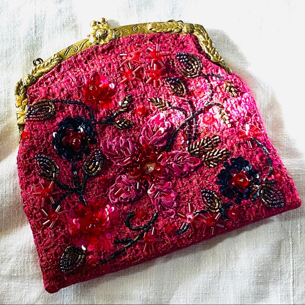 Vintage Crossbody Beaded Silk Mini Purse Bag Party